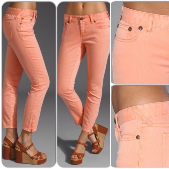FREE PEOPLE skinny jeans in apricot color w30 - Picture 1 of 10